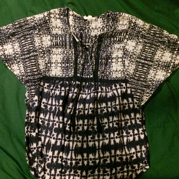 Tops - Indigo Shibori Pattern Boho Blouse EUC